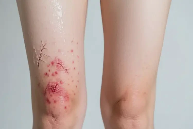 女性大腿上出現(xiàn)濕疹能徹底自愈嗎(圖1)