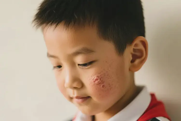小學(xué)生面部偶爾長濕疹不管它會(huì)自己自愈嗎(圖1)