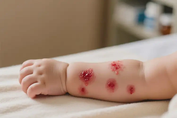 寶寶手臂上出現(xiàn)濕疹不管它會(huì)自己好嗎(圖1)