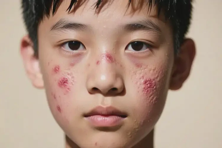 青少年面部出現(xiàn)濕疹不管它會自己好嗎(圖2)