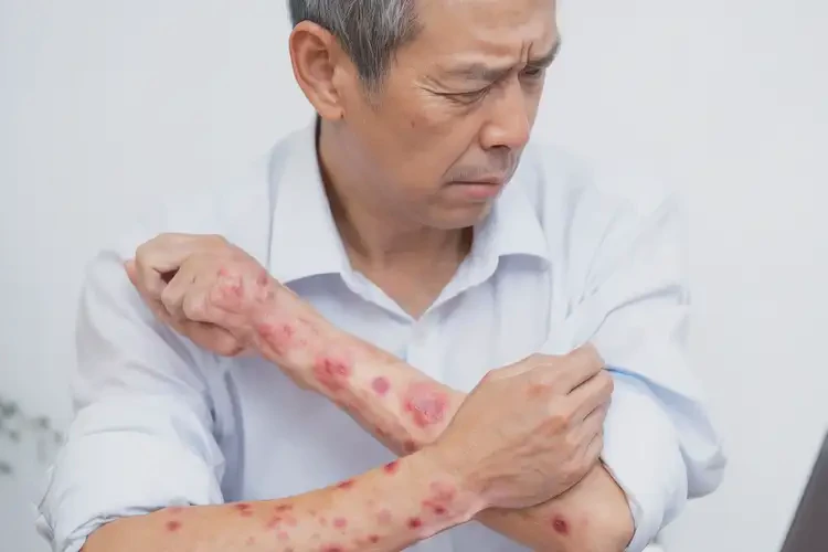 男人手臂出现湿疹不管它会自己好吗(图4)