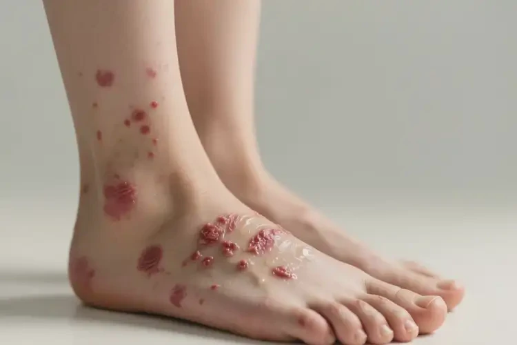 女生腳上出現(xiàn)濕疹可不可以根治(圖1)