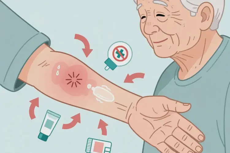 老人手臂出現(xiàn)濕疹可不可以根治(圖1)