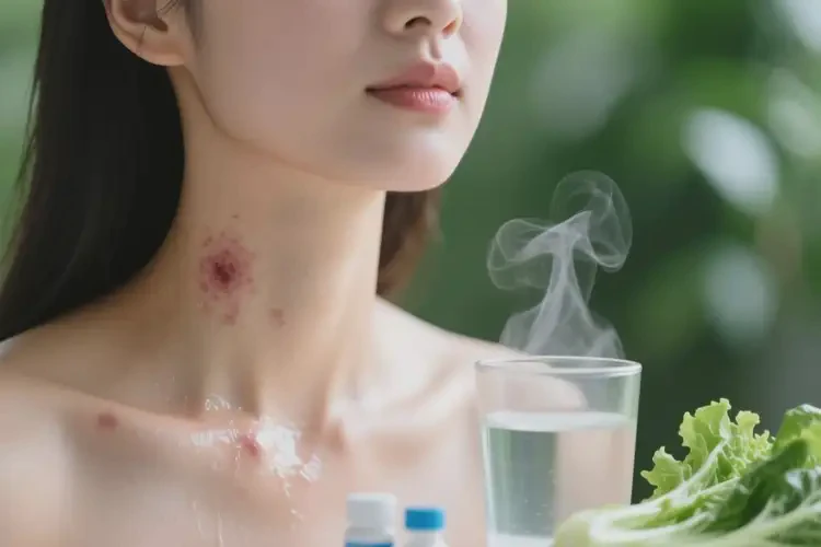 女性脖子出現(xiàn)濕疹不管它會自己自愈嗎(圖1)