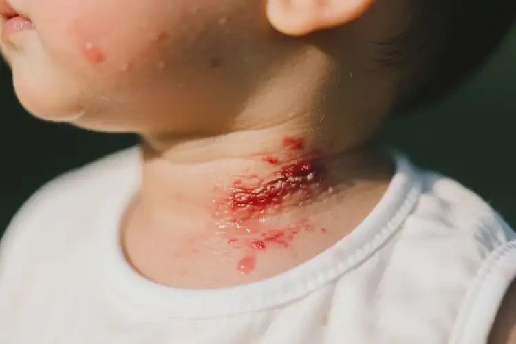 小孩脖子上經(jīng)常長濕疹不管它會自己好嗎(圖1)