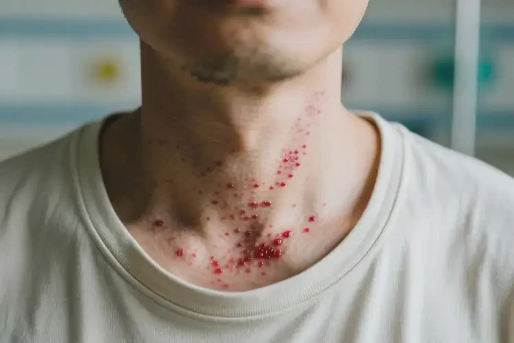 男人脖子上偶爾起濕疹能不能根治(圖1)