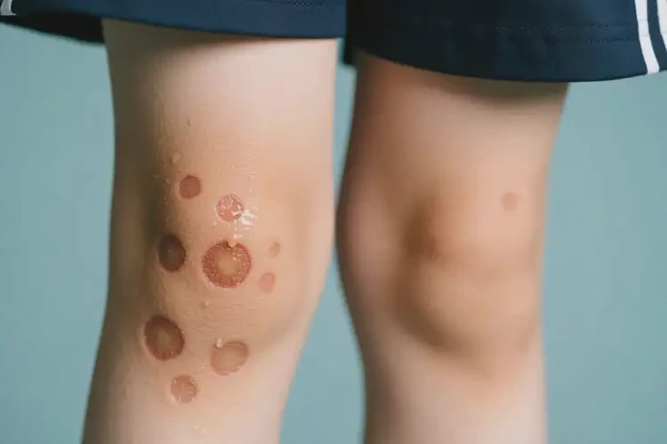 小學生大腿上經(jīng)常長濕疹不管它會自己自愈嗎(圖1)