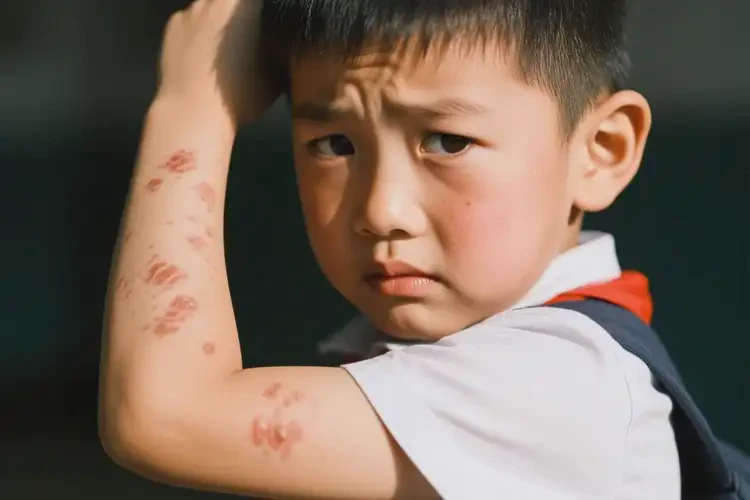 小學(xué)生手臂上出現(xiàn)濕疹不管它會自己好嗎(圖1)