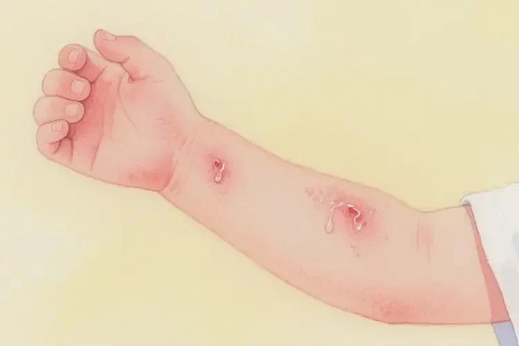 小學(xué)生手臂上偶爾長(zhǎng)濕疹不管它會(huì)自己自愈嗎(圖1)