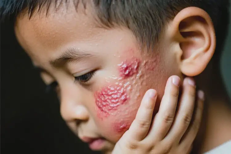 孩子臉上長濕疹不管它會自己自愈嗎(圖1)