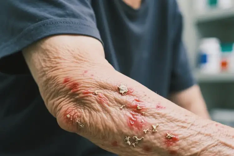 老年人身上偶尔起湿疹不管它会自己好吗(图1)