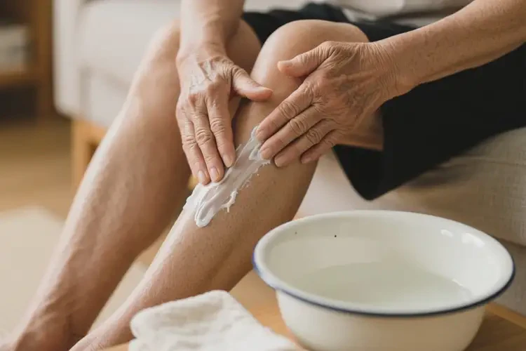 高齡老人大腿上長濕疹不管它會(huì)自己好嗎(圖1)