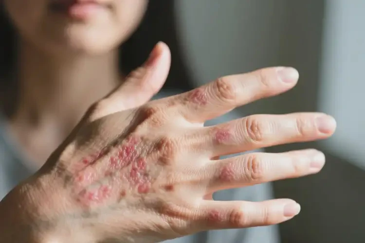 女性手上出现湿疹不管它会自己好吗(图1)