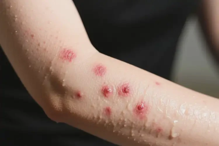 女性手臂上出現(xiàn)濕疹不管它會自己好嗎(圖1)