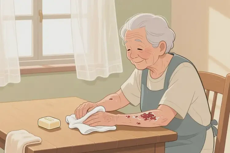 老人手臂上出現(xiàn)濕疹可不可以根治(圖1)