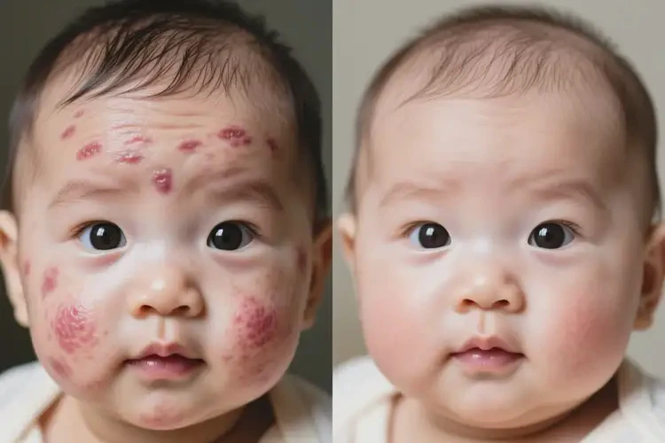 嬰兒臉上有濕疹可以治好嗎(圖1)