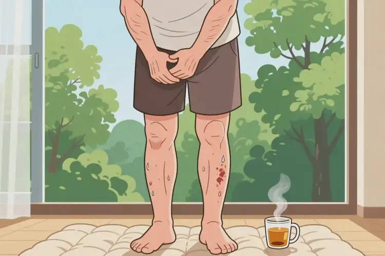 老人小腿出現(xiàn)濕疹可不可以根治(圖1)