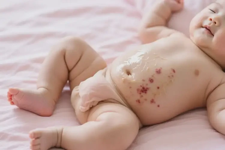 小兒肚子上偶爾長濕疹可以治好嗎(圖1)