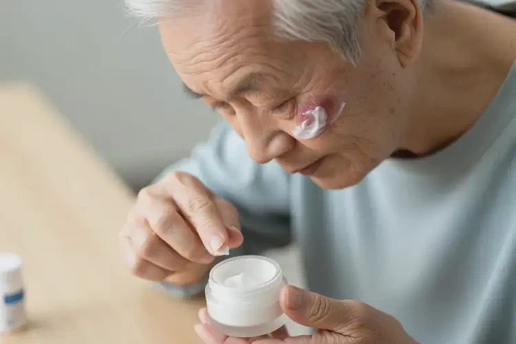 高齡老人面部出現(xiàn)濕疹可不可以根治(圖2)