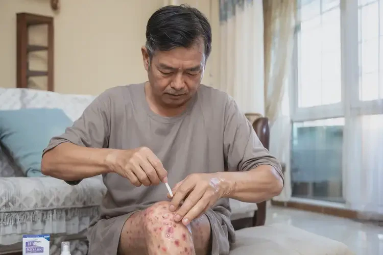 男人小腿出現(xiàn)濕疹可不可以根治(圖1)