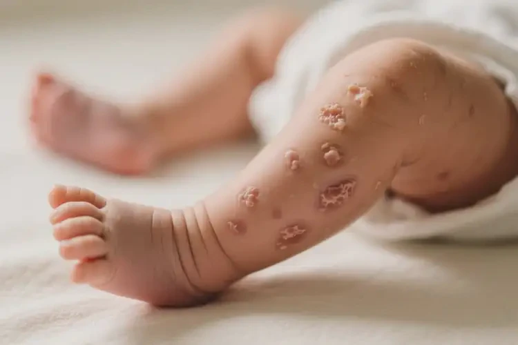 新生兒小腿上容易起濕疹可不可以根治(圖1)