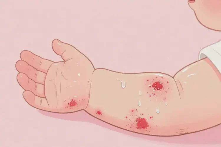 寶寶手臂上出現(xiàn)濕疹可以治好嗎(圖1)