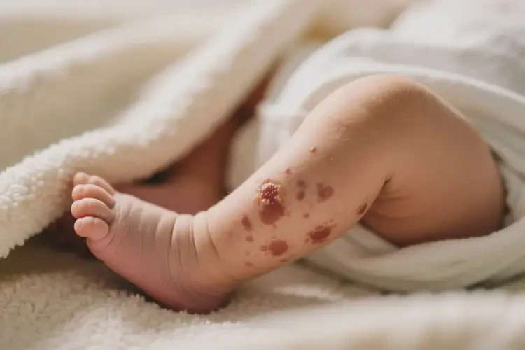 新生兒小腿上經(jīng)常長濕疹可以治好嗎(圖1)