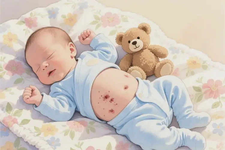 新生兒肚子上出濕疹可以治好嗎(圖1)