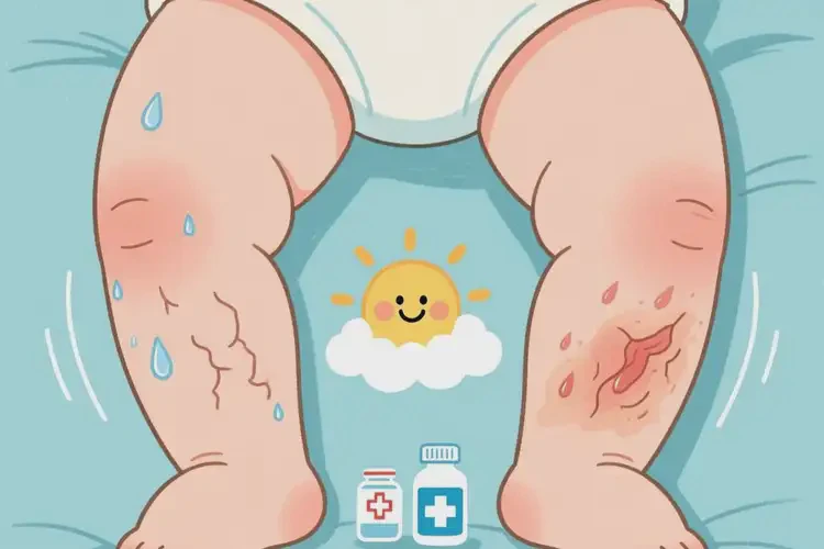 嬰幼兒大腿出現(xiàn)濕疹可以治好嗎(圖1)