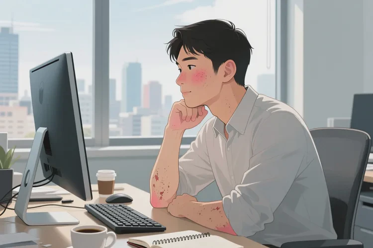 男人臉上出現(xiàn)濕疹能靠自己自愈嗎(圖2)