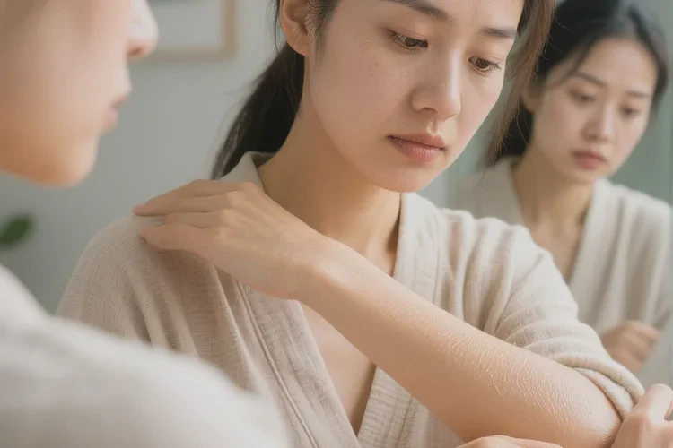 女人手臂上有湿疹能靠自己自愈吗(图1)