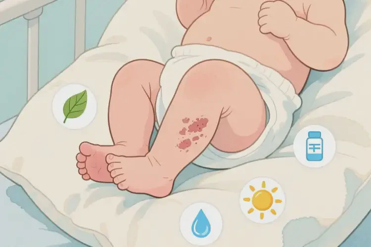 新生兒小腿上容易長(zhǎng)濕疹可以治好嗎(圖1)