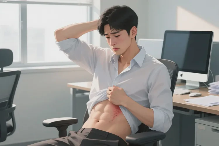 男人肚子上出濕疹能靠自己自愈嗎(圖1)