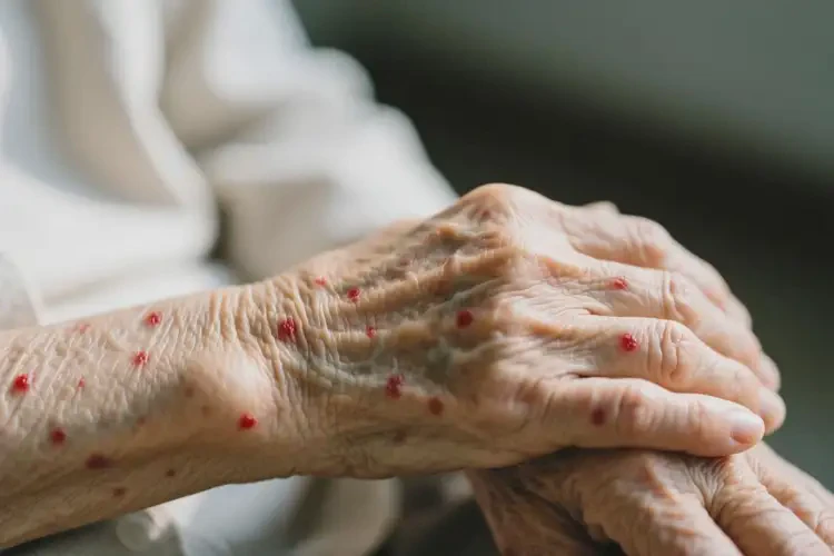 老年人手臂上偶爾長濕疹可以治好嗎(圖1)