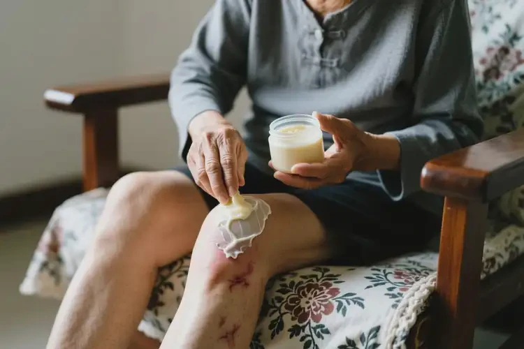 高齡老人大腿上出現(xiàn)濕疹可不可以根治(圖1)