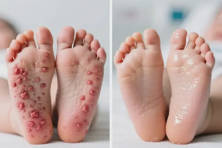 嬰兒腳上出現(xiàn)濕疹可以治好嗎(圖2)