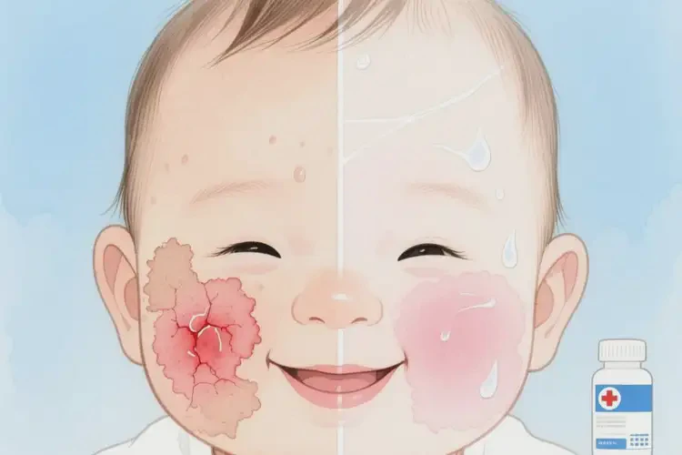 嬰兒面部出現(xiàn)濕疹可以治好嗎(圖1)