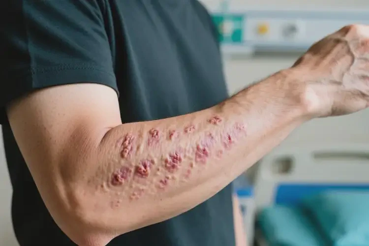 男人手臂上經(jīng)常起濕疹可不可以根治(圖1)