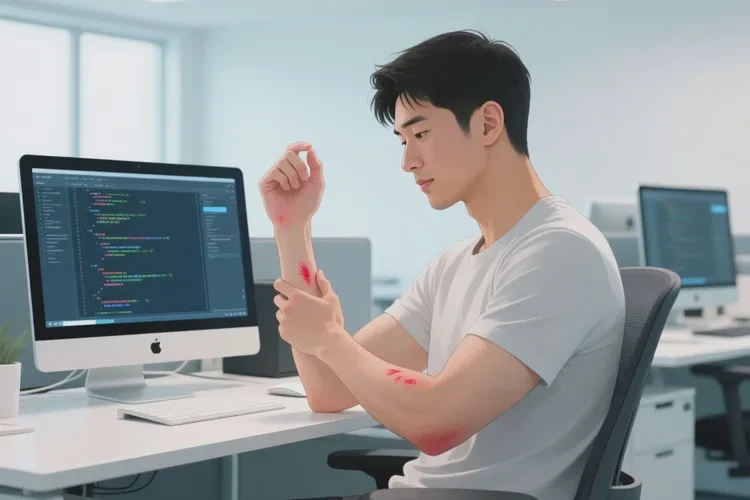 男人手臂上偶爾長濕疹能靠自己自愈嗎(圖1)