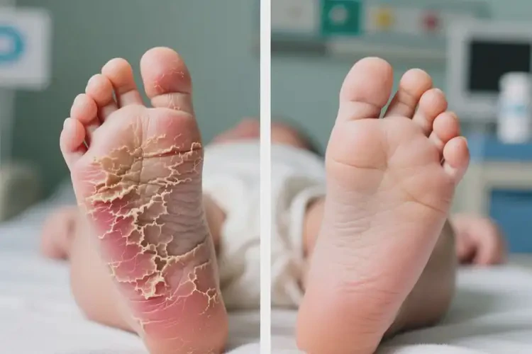 嬰兒腳上出現(xiàn)濕疹可以治好嗎(圖1)
