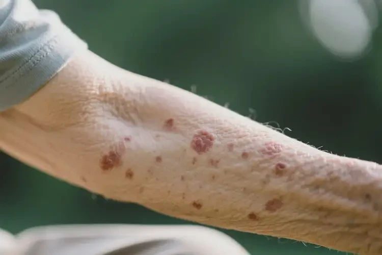 老人手臂上偶爾起濕疹可以治好嗎(圖1)