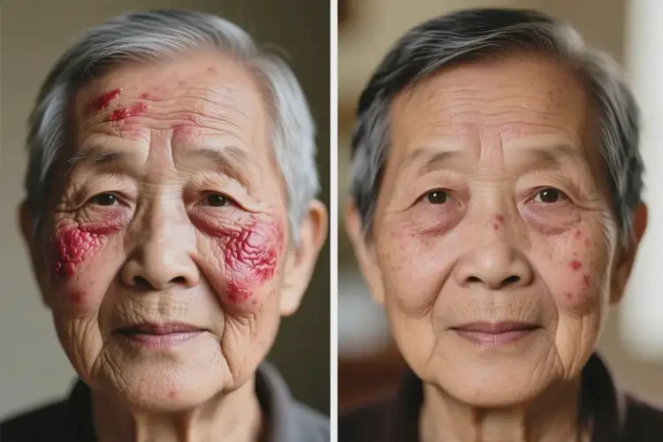 老人面部容易起濕疹可以治好嗎(圖1)