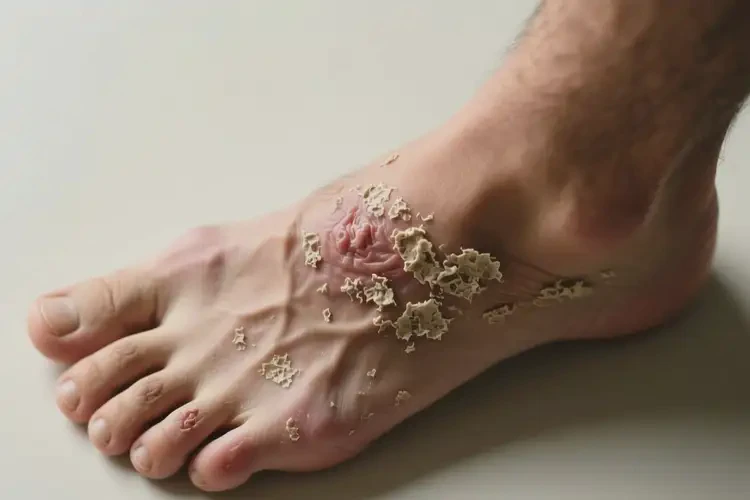 男人腳上出現(xiàn)濕疹可不可以根治(圖1)