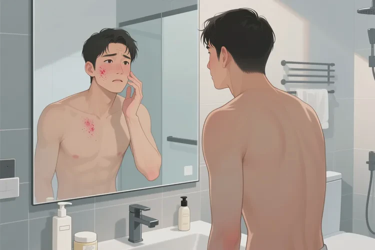 男人臉上出現(xiàn)濕疹能靠自己自愈嗎(圖1)