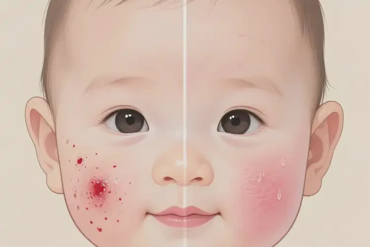 嬰兒面部出現(xiàn)濕疹可以治好嗎(圖2)