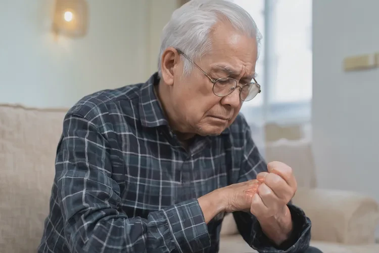 高齡老人手上出現(xiàn)濕疹能靠自己自愈嗎(圖1)