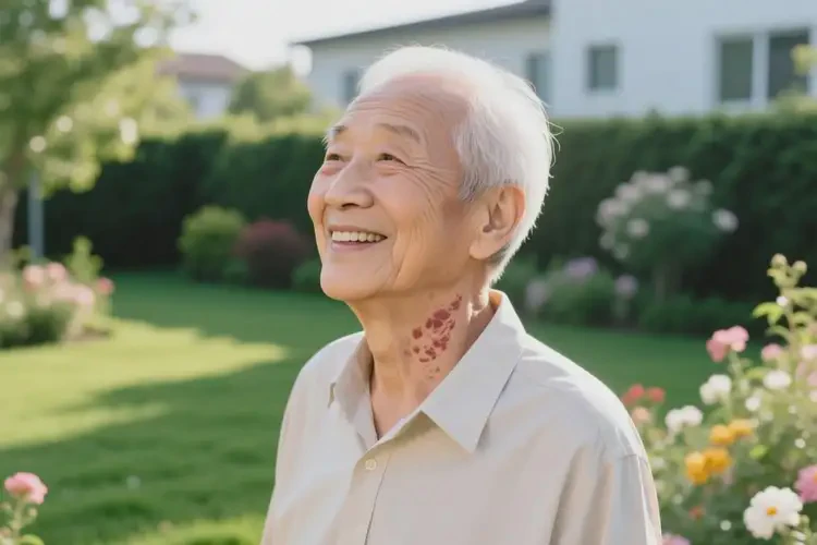 老年人脖子上出現(xiàn)濕疹可以治好嗎(圖1)