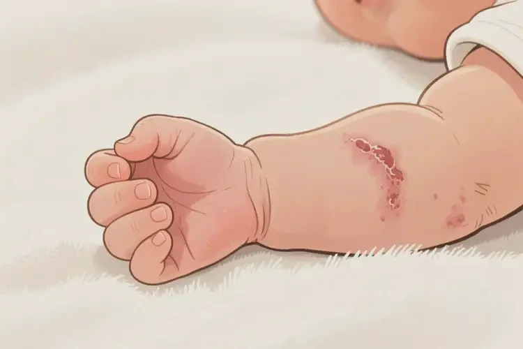 寶寶手臂偶爾長濕疹能治好嗎(圖2)