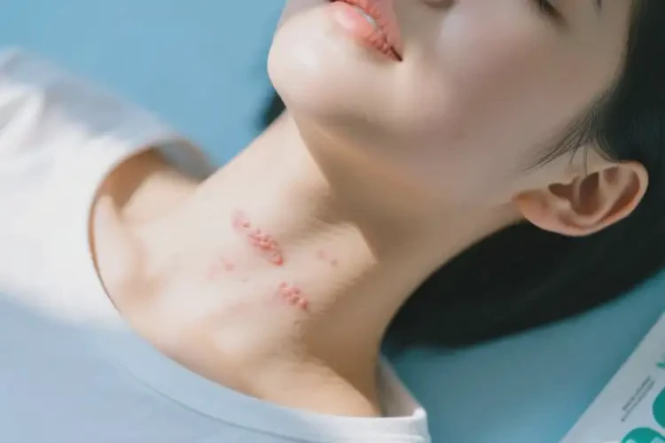 女生脖子上偶爾長濕疹可以治好嗎(圖1)