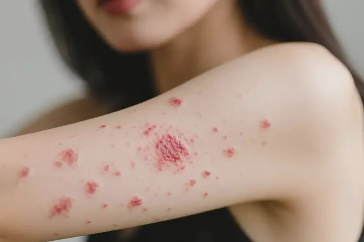 女人手臂上偶爾起濕疹可不可以根治(圖1)